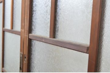 アンティーク建具　大正ロマンの雰囲気漂うガラス窓2枚セット(ガラス戸、引き戸)(R-064075)