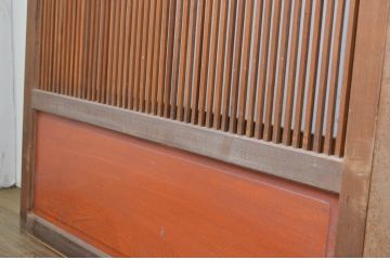 アンティーク建具　腰板欅(ケヤキ)材　和の風情が感じられる裏ガラス入り格子戸4枚セット(ガラス帯戸、引き戸、ガラス戸)(R-064076)