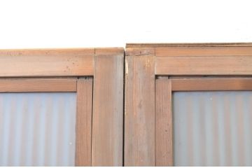 アンティーク建具　腰板欅(ケヤキ)材　和の風情が感じられる裏ガラス入り格子戸4枚セット(ガラス帯戸、引き戸、ガラス戸)(R-064076)