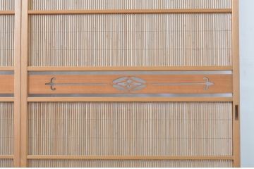 アンティーク建具　透かし彫りが素敵な夏戸2枚セット(簾戸、御簾戸、簀戸、葭戸、夏障子、引き戸、すど)(R-064077)