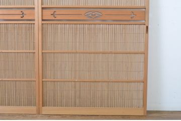 アンティーク建具　透かし彫りが素敵な夏戸2枚セット(簾戸、御簾戸、簀戸、葭戸、夏障子、引き戸、すど)(R-064077)