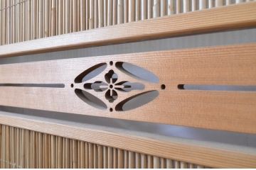 アンティーク建具　透かし彫りが素敵な夏戸2枚セット(簾戸、御簾戸、簀戸、葭戸、夏障子、引き戸、すど)(R-064077)