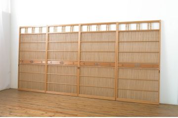 アンティーク建具　透かし彫りが入った夏の風情漂う夏戸4枚セット(簾戸、御簾戸、簀戸、葭戸、夏障子、引き戸、すど)(R-064078)