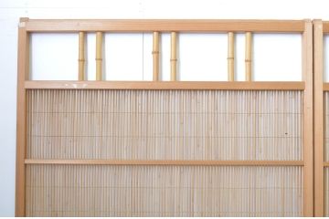 アンティーク建具　透かし彫りが入った夏の風情漂う夏戸4枚セット(簾戸、御簾戸、簀戸、葭戸、夏障子、引き戸、すど)(R-064078)