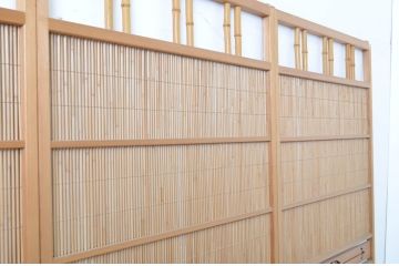アンティーク建具　透かし彫りが入った夏の風情漂う夏戸4枚セット(簾戸、御簾戸、簀戸、葭戸、夏障子、引き戸、すど)(R-064078)