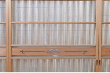 アンティーク建具　透かし彫りが入った夏の風情漂う夏戸4枚セット(簾戸、御簾戸、簀戸、葭戸、夏障子、引き戸、すど)(R-064078)