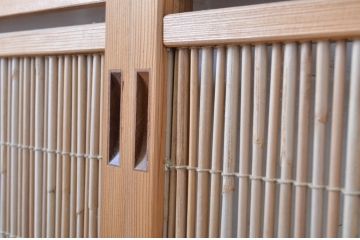 アンティーク建具　透かし彫りが入った夏の風情漂う夏戸4枚セット(簾戸、御簾戸、簀戸、葭戸、夏障子、引き戸、すど)(R-064078)