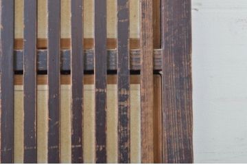 アンティーク建具　和の風情が感じられる裏障子付き格子戸1枚(障子戸、引き戸)(R-064080)