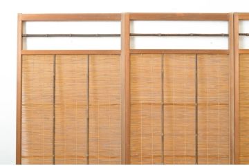 アンティーク建具　透かし彫りがおしゃれな幅狭夏戸4枚セット(簾戸、御簾戸、簀戸、葭戸、夏障子、すど、引き戸)(R-064082)