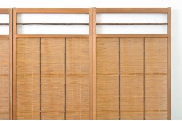 アンティーク建具　透かし彫りがおしゃれな幅狭夏戸4枚セット(簾戸、御簾戸、簀戸、葭戸、夏障子、すど、引き戸)(R-064082)