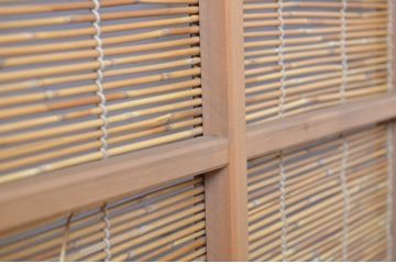 アンティーク建具　透かし彫りがおしゃれな幅狭夏戸4枚セット(簾戸、御簾戸、簀戸、葭戸、夏障子、すど、引き戸)(R-064082)