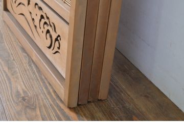 アンティーク建具　透かし彫りがおしゃれな幅狭夏戸4枚セット(簾戸、御簾戸、簀戸、葭戸、夏障子、すど、引き戸)(R-064082)
