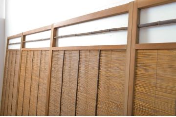 アンティーク建具　透かし彫りがおしゃれな夏戸4枚セット(簾戸、御簾戸、簀戸、葭戸、夏障子、すど、引き戸)(R-064083)