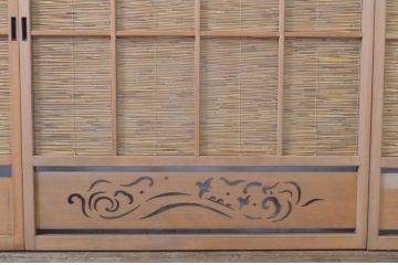 アンティーク建具　透かし彫りがおしゃれな夏戸4枚セット(簾戸、御簾戸、簀戸、葭戸、夏障子、すど、引き戸)(R-064083)
