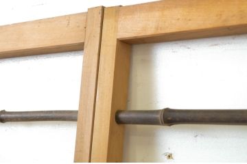 アンティーク建具　透かし彫りがおしゃれな夏戸2枚セット(簾戸、御簾戸、簀戸、葭戸、夏障子、すど、引き戸)(R-064084)