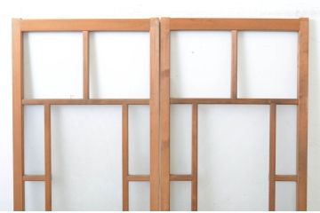 アンティーク建具　大正ロマンの雰囲気漂う幅狭ガラス戸2枚セット(引き戸)(R-064085)