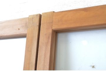 アンティーク建具　大正ロマンの雰囲気漂う幅狭ガラス戸2枚セット(引き戸)(R-064085)