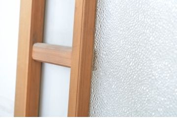 アンティーク建具　大正ロマンの雰囲気漂う幅狭ガラス戸2枚セット(引き戸)(R-064085)