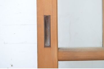 アンティーク建具　大正ロマンの雰囲気漂う幅狭ガラス戸2枚セット(引き戸)(R-064085)