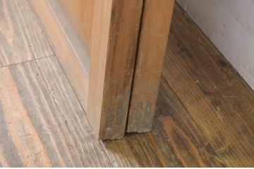アンティーク建具　大正ロマンの雰囲気漂う幅狭ガラス戸2枚セット(引き戸)(R-064085)