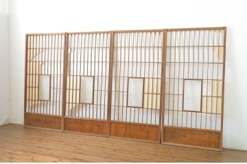 アンティーク建具　落ち着きのある和を演出する障子戸4枚セット(引き戸)(R-064091)