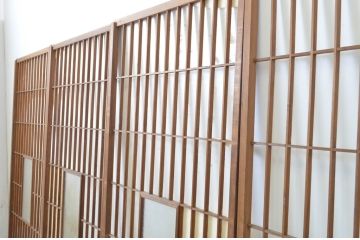 アンティーク建具　落ち着きのある和を演出する障子戸4枚セット(引き戸)(R-064091)
