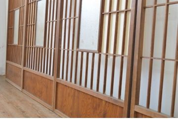 アンティーク建具　落ち着きのある和を演出する障子戸4枚セット(引き戸)(R-064091)