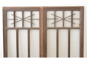 アンティーク建具　和の空間づくりにおすすめ!幅狭玄関戸2枚セット(引き戸、ガラス戸)(R-064092)