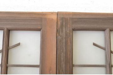 アンティーク建具　和の空間づくりにおすすめ!幅狭玄関戸2枚セット(引き戸、ガラス戸)(R-064092)