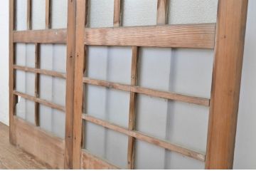 アンティーク建具　和の空間づくりにおすすめ!幅狭玄関戸2枚セット(引き戸、ガラス戸)(R-064092)