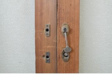 アンティーク建具　和の空間づくりにおすすめ!幅狭玄関戸2枚セット(引き戸、ガラス戸)(R-064092)