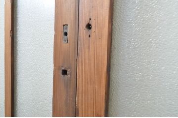アンティーク建具　和の空間づくりにおすすめ!幅狭玄関戸2枚セット(引き戸、ガラス戸)(R-064092)