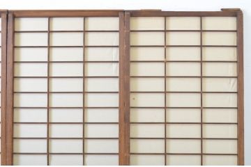 アンティーク建具　昔懐かしい佇まいが魅力の幅狭障子戸4枚セット(引き戸、ガラス帯戸)(R-064093)