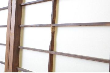 アンティーク建具　昔懐かしい佇まいが魅力の幅狭障子戸4枚セット(引き戸、ガラス帯戸)(R-064093)