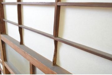 アンティーク建具　昔懐かしい佇まいが魅力の幅狭障子戸4枚セット(引き戸、ガラス帯戸)(R-064093)