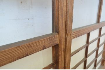 アンティーク建具　昔懐かしい佇まいが魅力の幅狭障子戸4枚セット(引き戸、ガラス帯戸)(R-064093)