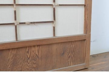 アンティーク建具　昔懐かしい佇まいが魅力の幅狭障子戸4枚セット(引き戸、ガラス帯戸)(R-064093)