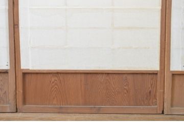 アンティーク建具　昔懐かしい佇まいが魅力の幅狭障子戸4枚セット(引き戸、ガラス帯戸)(R-064093)