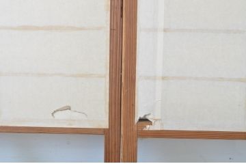 アンティーク建具　昔懐かしい佇まいが魅力の幅狭障子戸4枚セット(引き戸、ガラス帯戸)(R-064093)