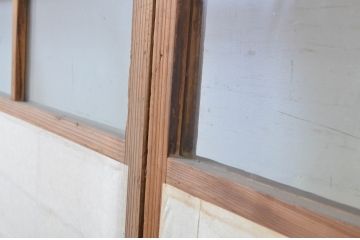アンティーク建具　昔懐かしい佇まいが魅力の幅狭障子戸4枚セット(引き戸、ガラス帯戸)(R-064093)