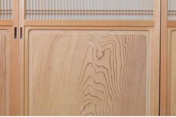 中古　高級品　和の空間づくりにおすすめ!数寄屋の鏡板一枚板障子戸4枚セット(引き戸、格子戸)(R-064101)