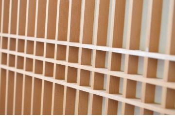 中古　高級品　和の空間づくりにおすすめ!数寄屋の鏡板一枚板障子戸4枚セット(引き戸、格子戸)(R-064101)