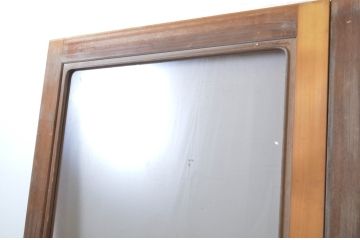 中古　大判スモークガラス入り　シンプルな数寄屋のガラス戸2枚セット(引き戸)(R-064102)