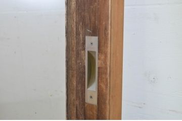 中古　大判スモークガラス入り　シンプルな数寄屋のガラス戸2枚セット(引き戸)(R-064102)
