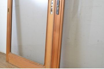 中古　大判スモークガラス入り　シンプルな数寄屋のガラス戸2枚セット(引き戸)(R-064102)