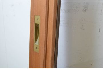 中古　大判スモークガラス入り　シンプルな数寄屋のガラス戸2枚セット(引き戸)(R-064102)