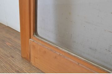 中古　大判スモークガラス入り　シンプルな数寄屋のガラス戸2枚セット(引き戸)(R-064102)