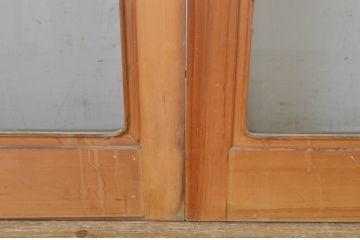 中古　大判スモークガラス入り　シンプルな数寄屋のガラス戸2枚セット(引き戸)(R-064102)