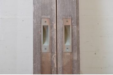 中古　ペイント仕上げ限定　大判スモークガラス入り　シンプルな数寄屋の幅狭ガラス戸4枚セット(引き戸)(R-064103)