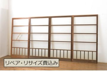 アンティーク建具　経年を感じる風合いが魅力のガラス戸4枚セット(引き戸)(R-064104)